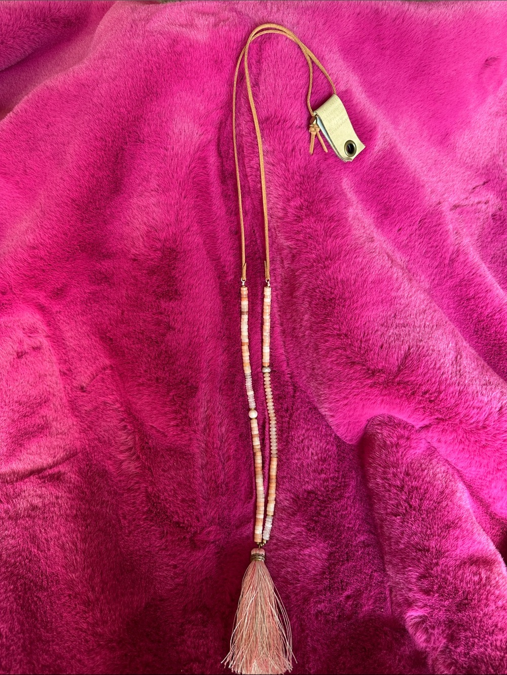 Anthropologie Pink Tassel Beaded Necklace
